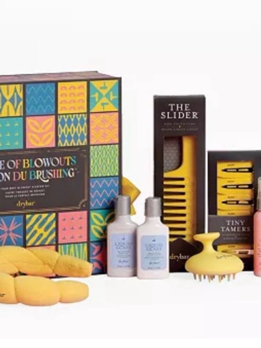 Drybar Yellow Bath & Hair Gift Set with Styling Tools